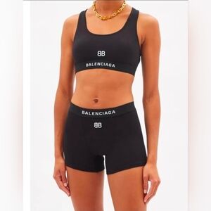 Balenciaga Black Sports Bra and Shorts Set